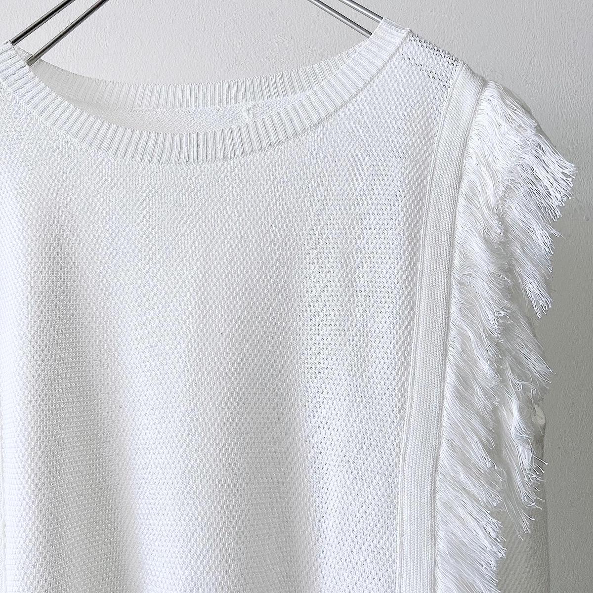 Vintage Fringe Design No Sleeve Summer Knit | T...