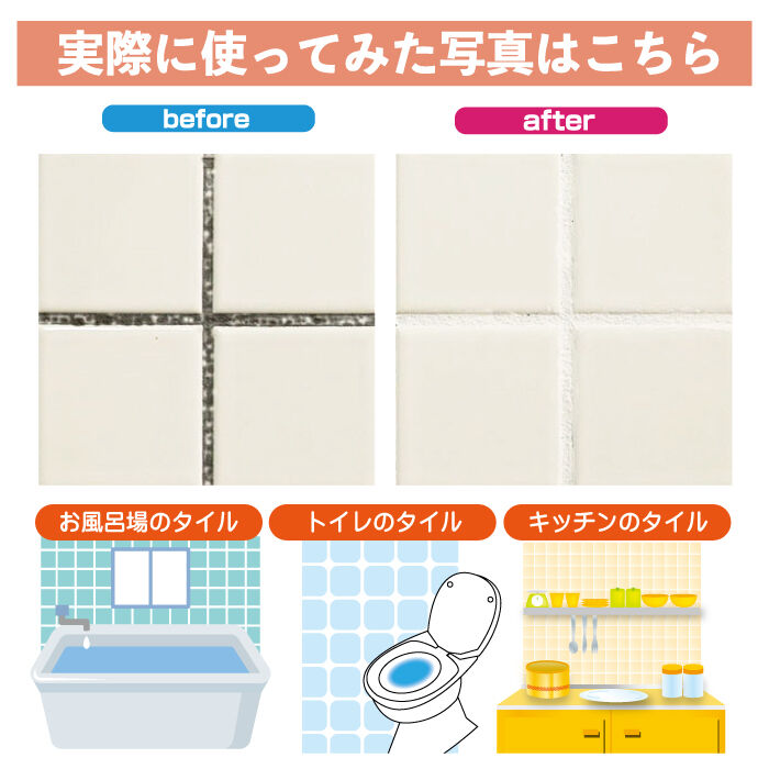 目地 かくしペン ホワイト 浴室 Rw 1n キッチン お風呂 カビ 汚れ タイル 防カビ剤配