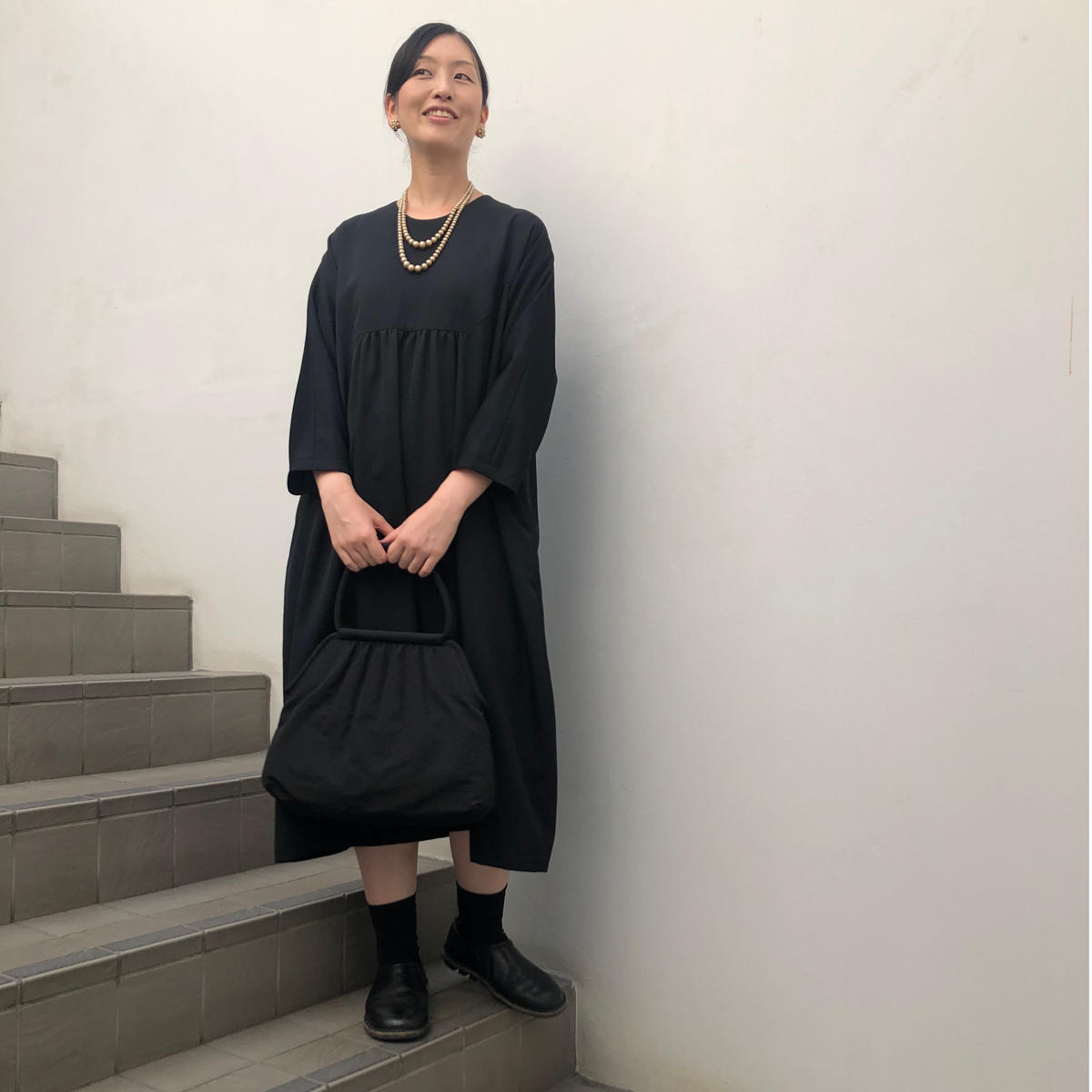 黒ギャバワンピース High Quality Gabardine No 413 Ta 黒ギャバワンピース High Quality Gabardine No 413 Ta