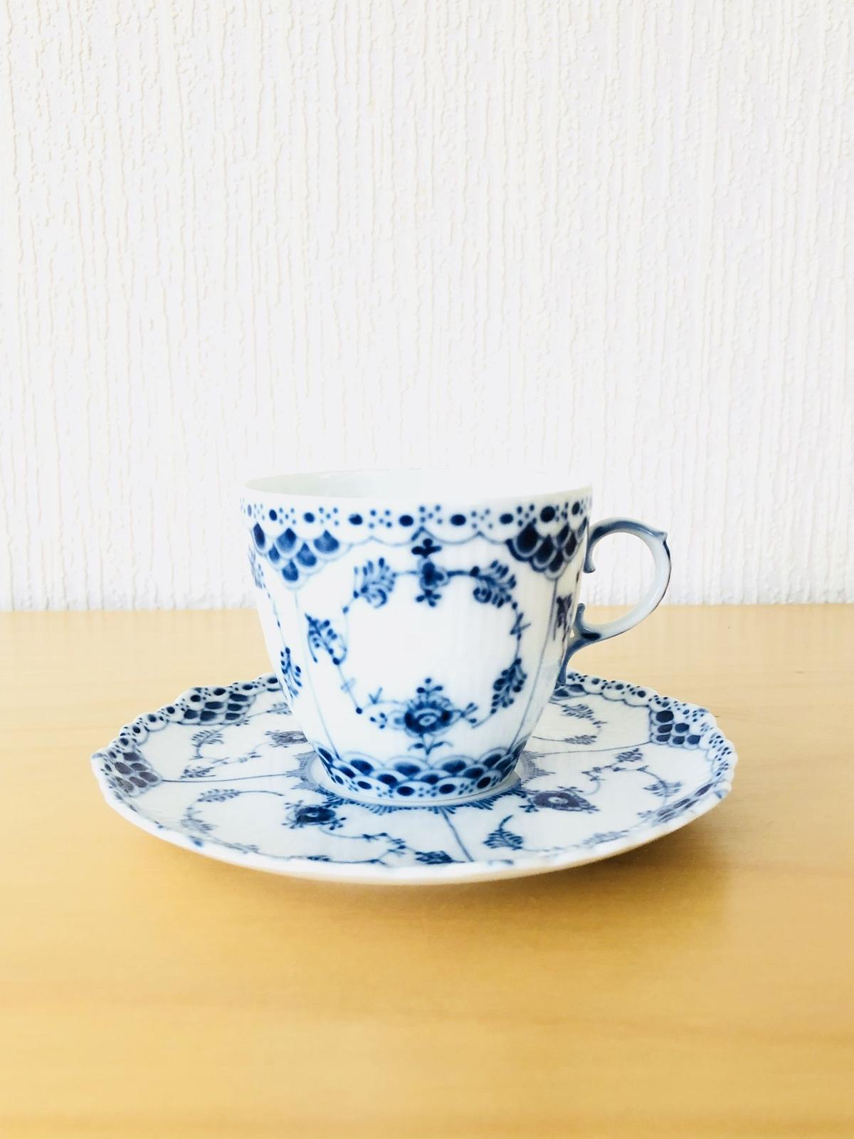 Royal Copenhagen/ロイヤルコペンハーゲン/Musselmalet/ブルーフルーテッド/フルレース/コーヒーカップ&ソーサー/CS-01 人気店舗 フルレース/コーヒーcs 食器