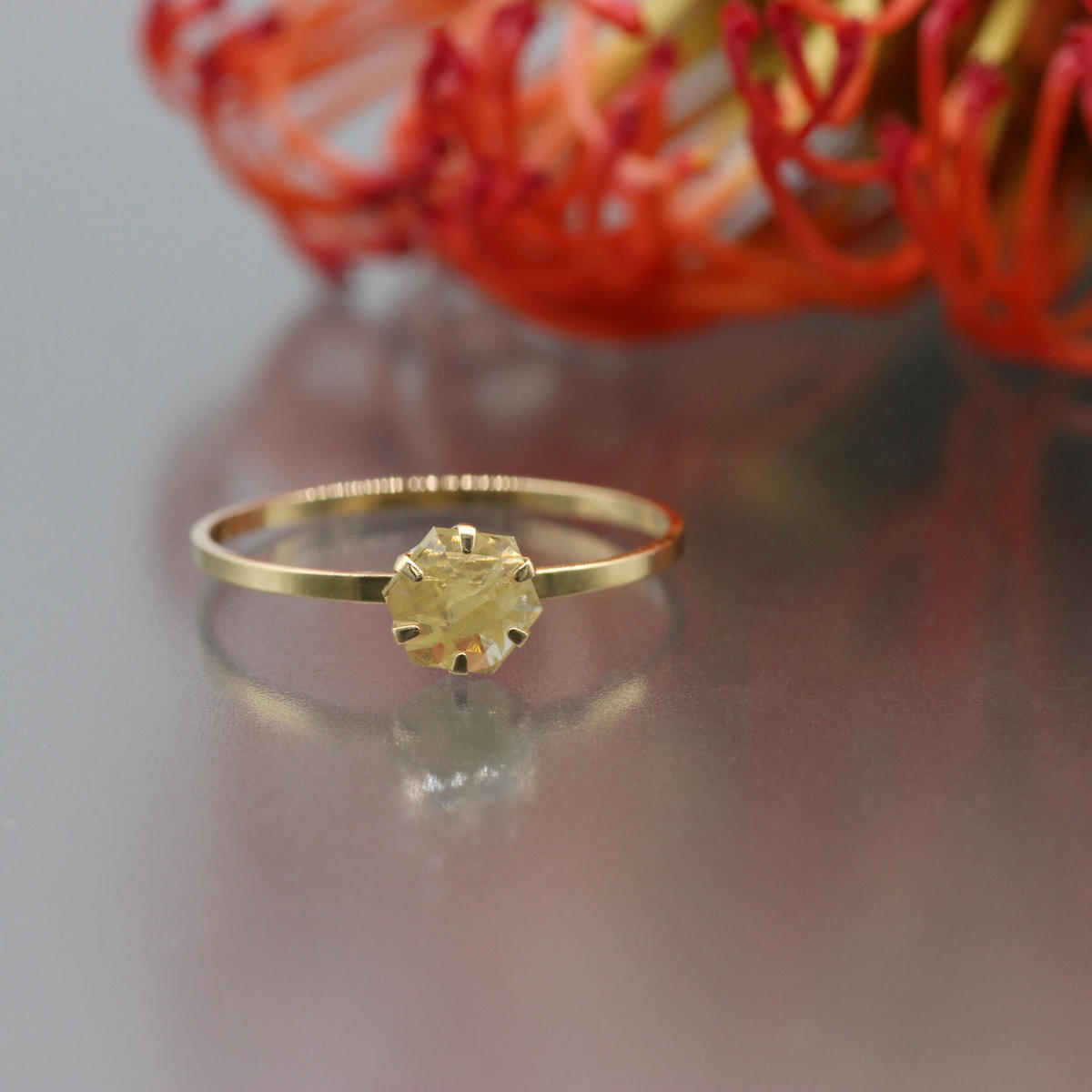 イエローダイヤモンド ローズカット リング 【13号】 K18 | Tao
