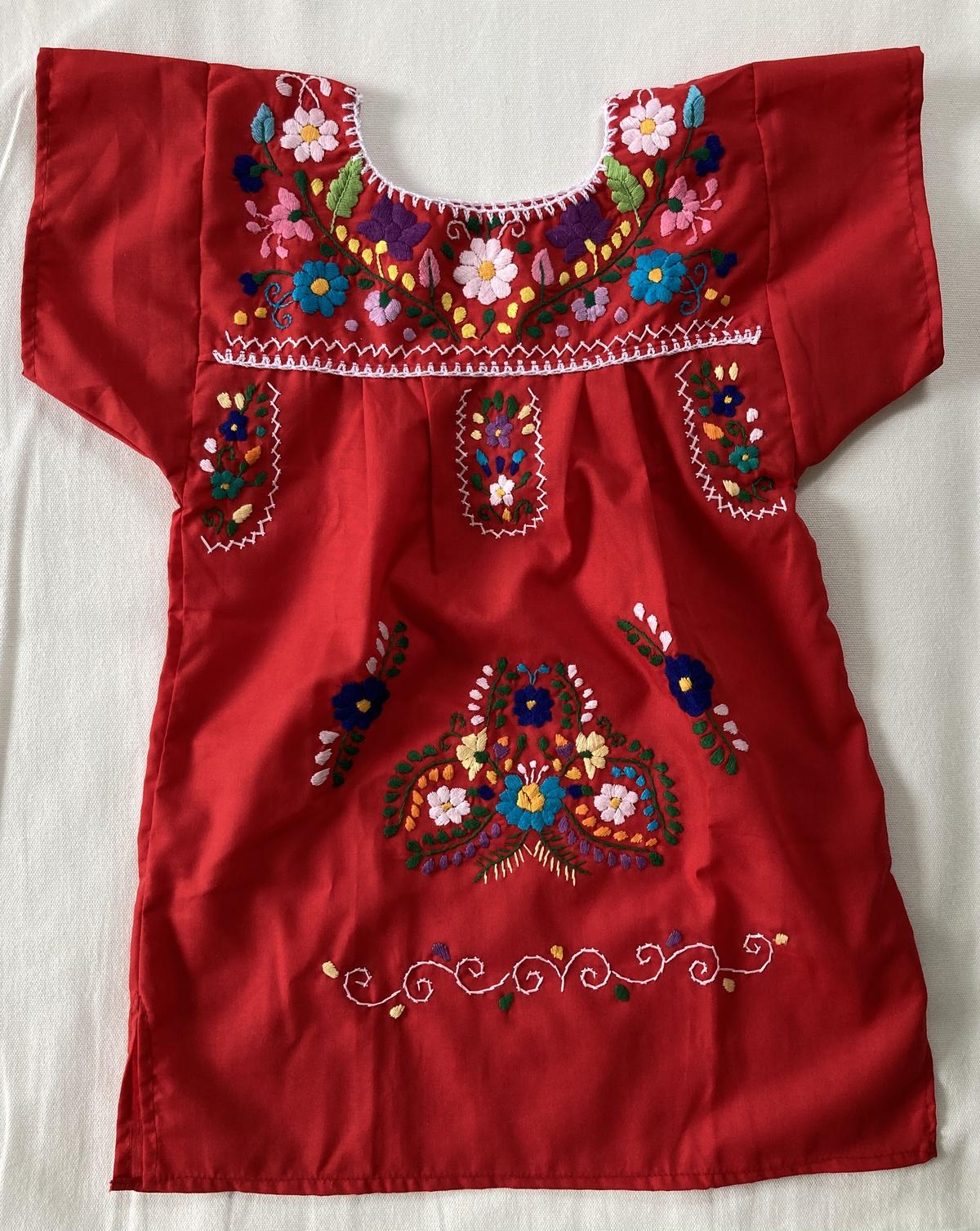 キッズ メキシカン刺繍のワンピース 赤 Te To Te おやつと子どもの日用品店