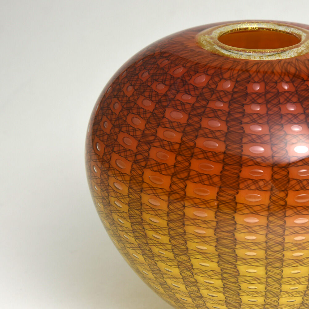 富山ガラス作家　安田泰三作　花器　「さざなみ」　共箱　M　R5860B 富山ガラス作家 安田泰三作 花器 「さざなみ」 共箱 M R5860B 富山