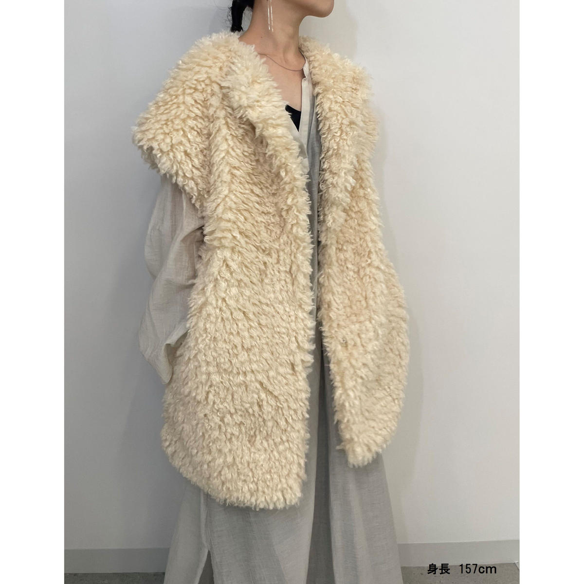 THINK FUR Curly Fur Long Vest ファー ベスト-