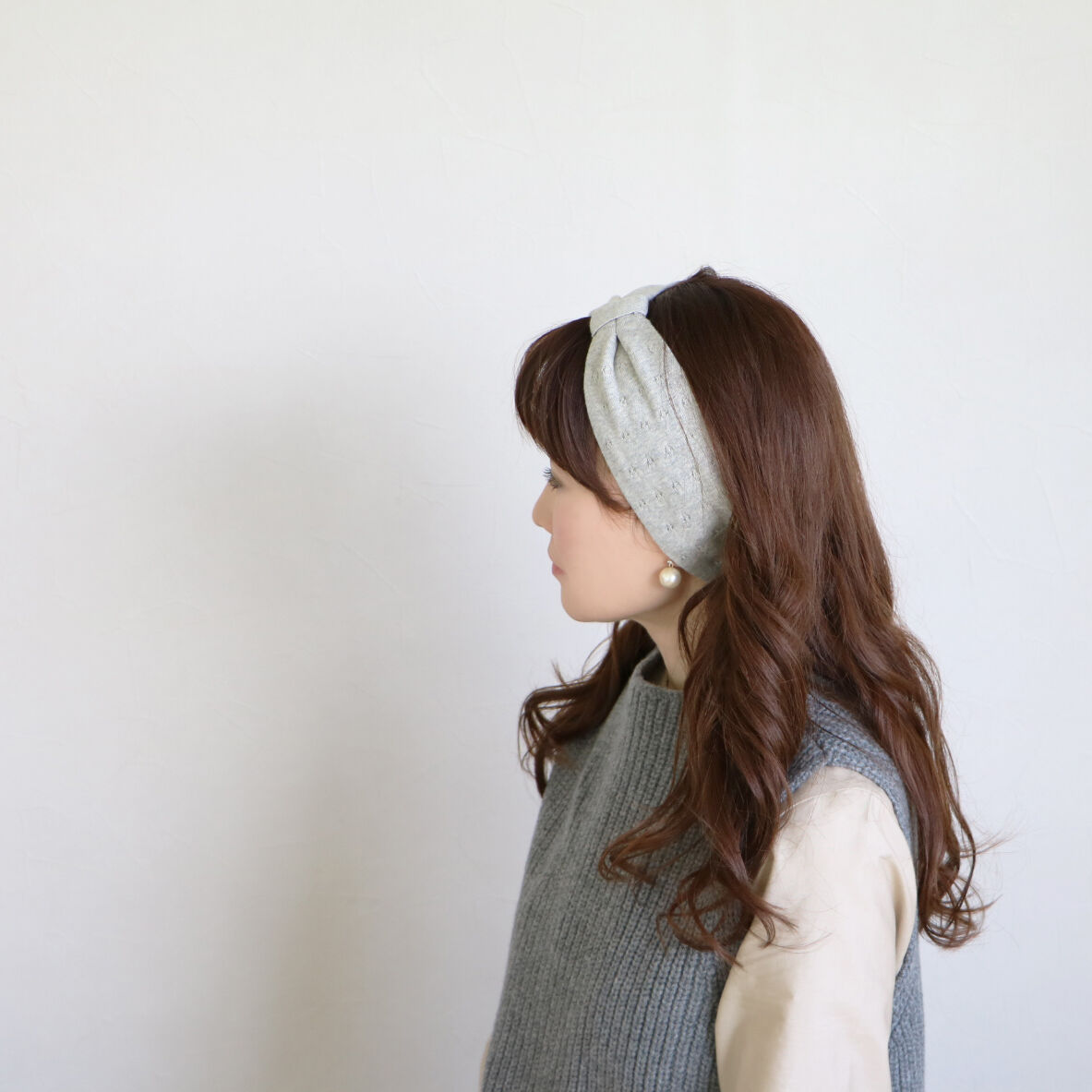 編み柄 リバーシブル ストレッチ ヘアバンド Jolie Mignon