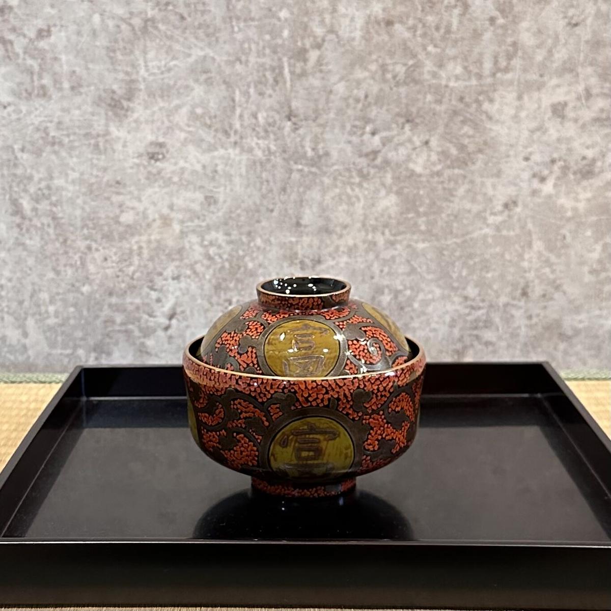 都屋】15 輪島塗 輪島 五島屋謹製「汁椀」5客 共箱 高さ 約6.5㎝ 幅 約