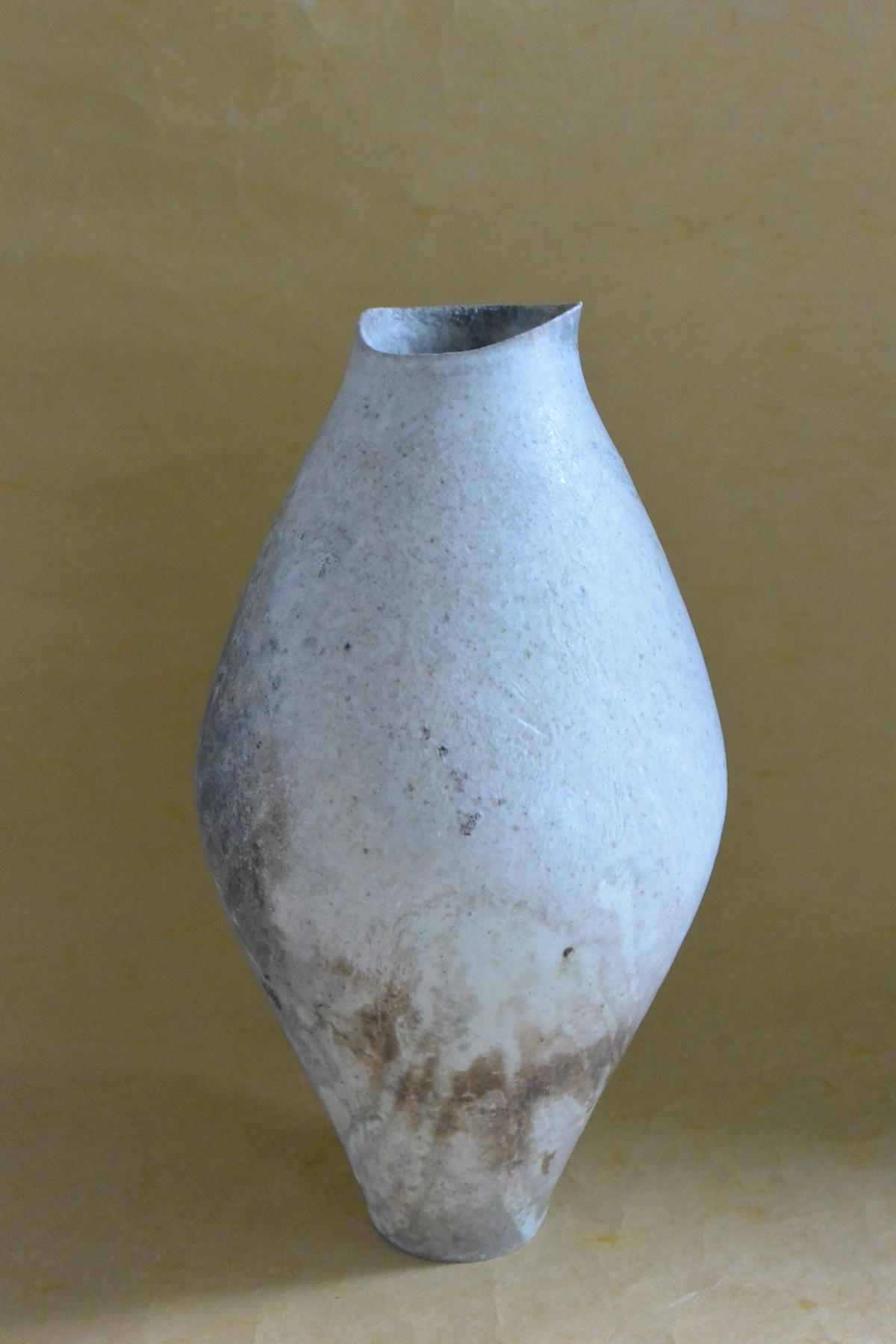 田淵太郎 窯変白磁面取茶碗 現代陶芸 アート オブジェ