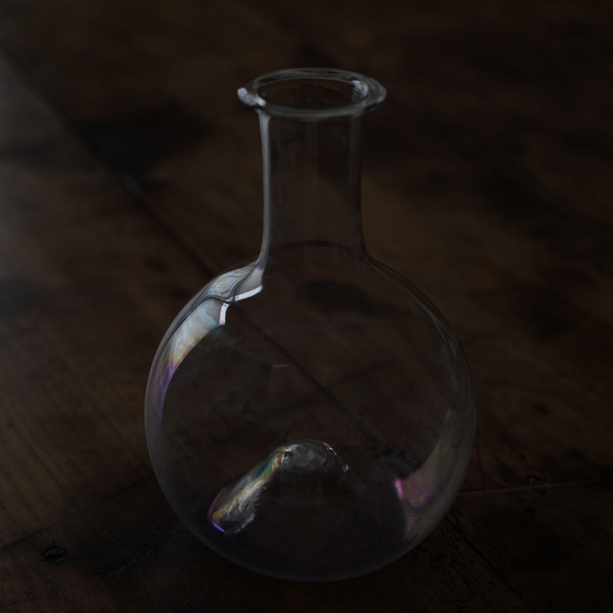 18世紀フランス 手吹ガラス レース編みルーペランプボトル