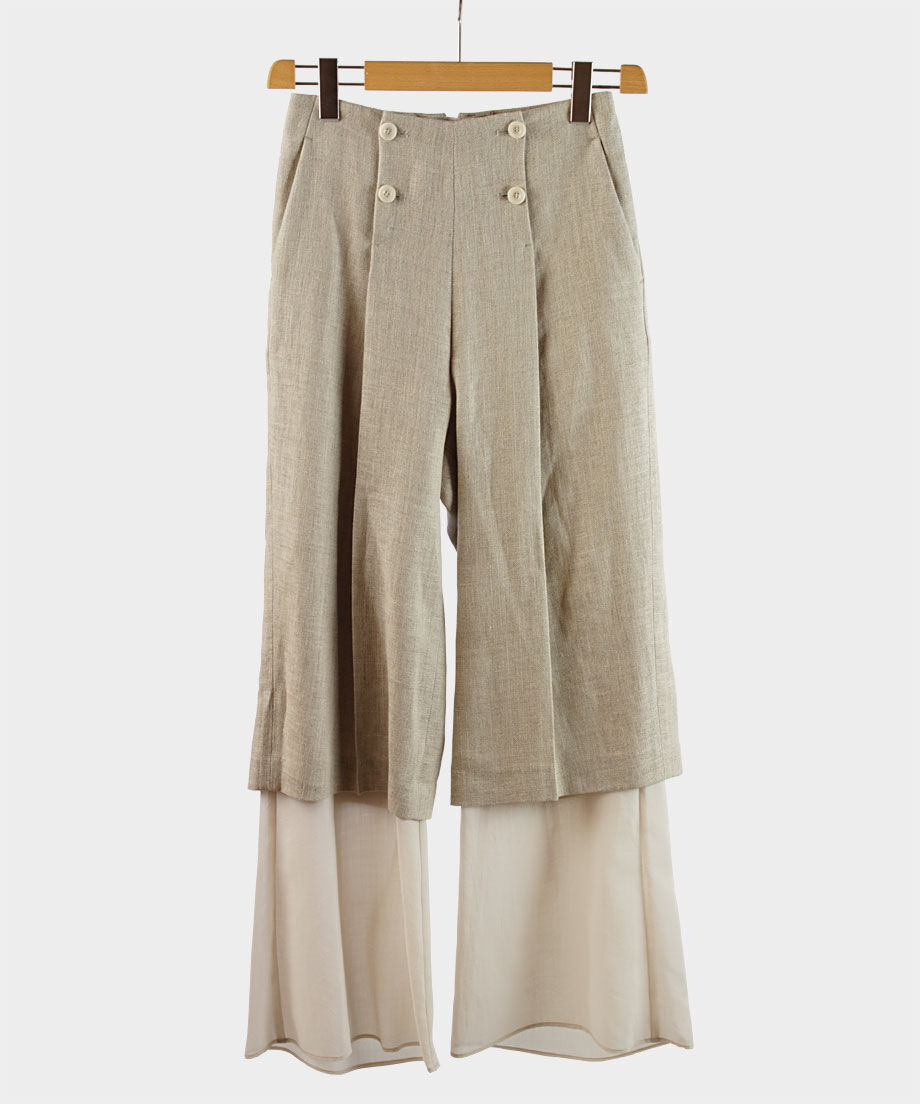HYKE(ハイク) Linen Layered Pants リネン レイヤード パンツ(132...