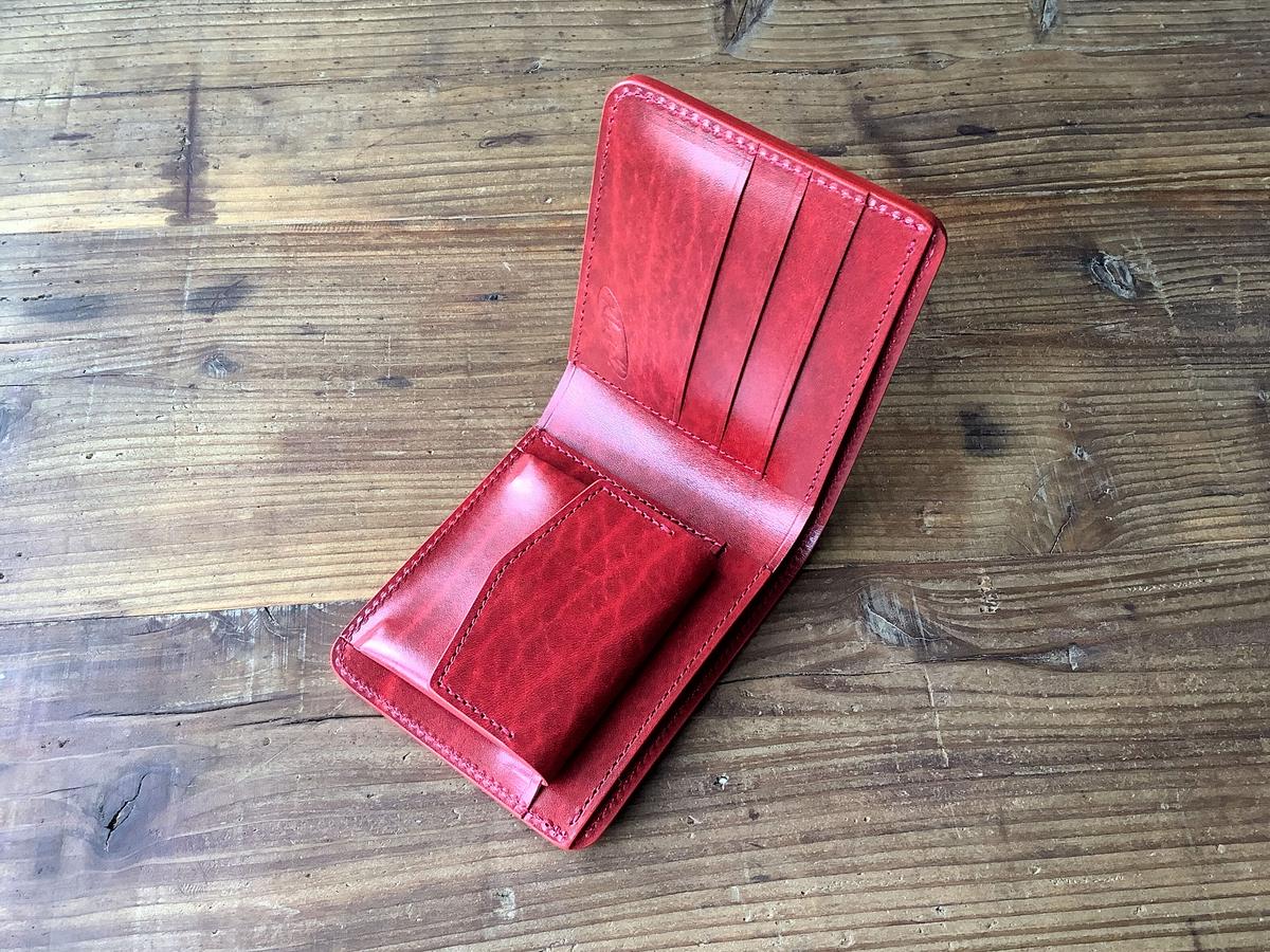 ルガトショルダー赤 二つ折り財布 小銭入れあり | keywest828