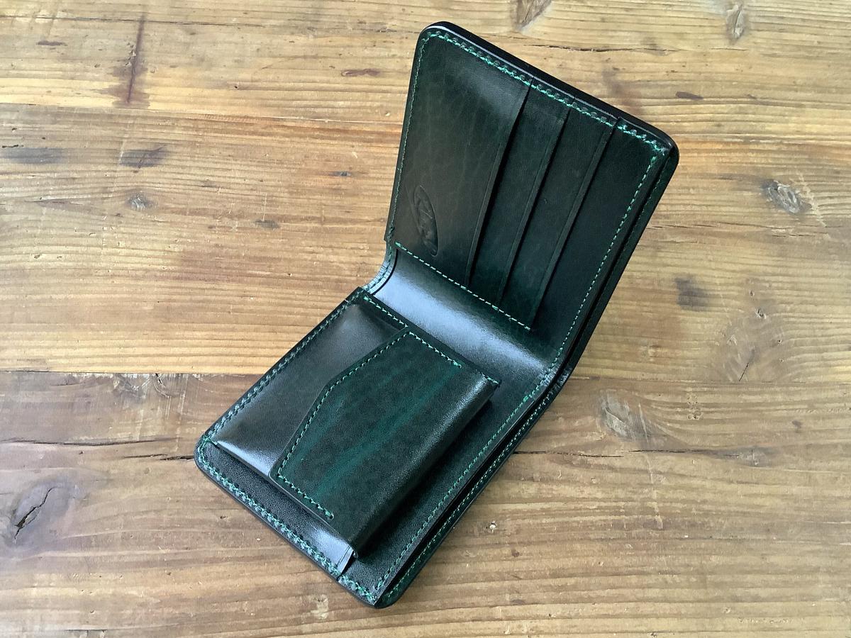 オイルコードバングリーン×ルガトショルダーグリーン 二つ折り財布 オイルコードバングリーン×ルガトショルダーグリーン 二つ折り財布