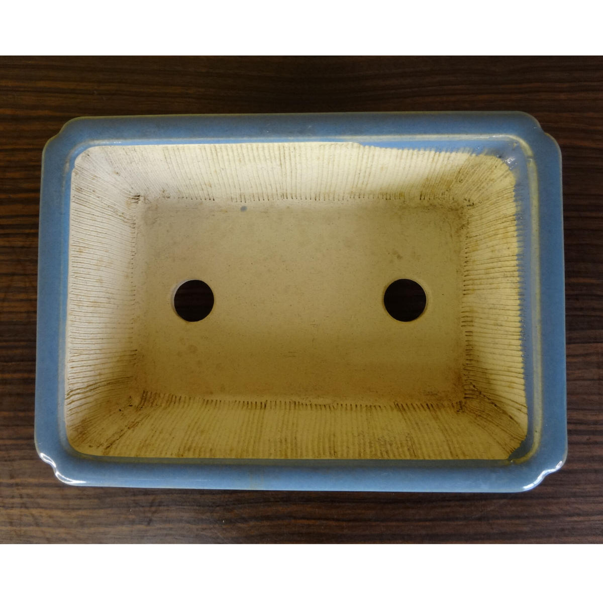 堀江美功 』初期の力作／均窯釉雲足長方／希少鉢／美功／盆栽鉢 』