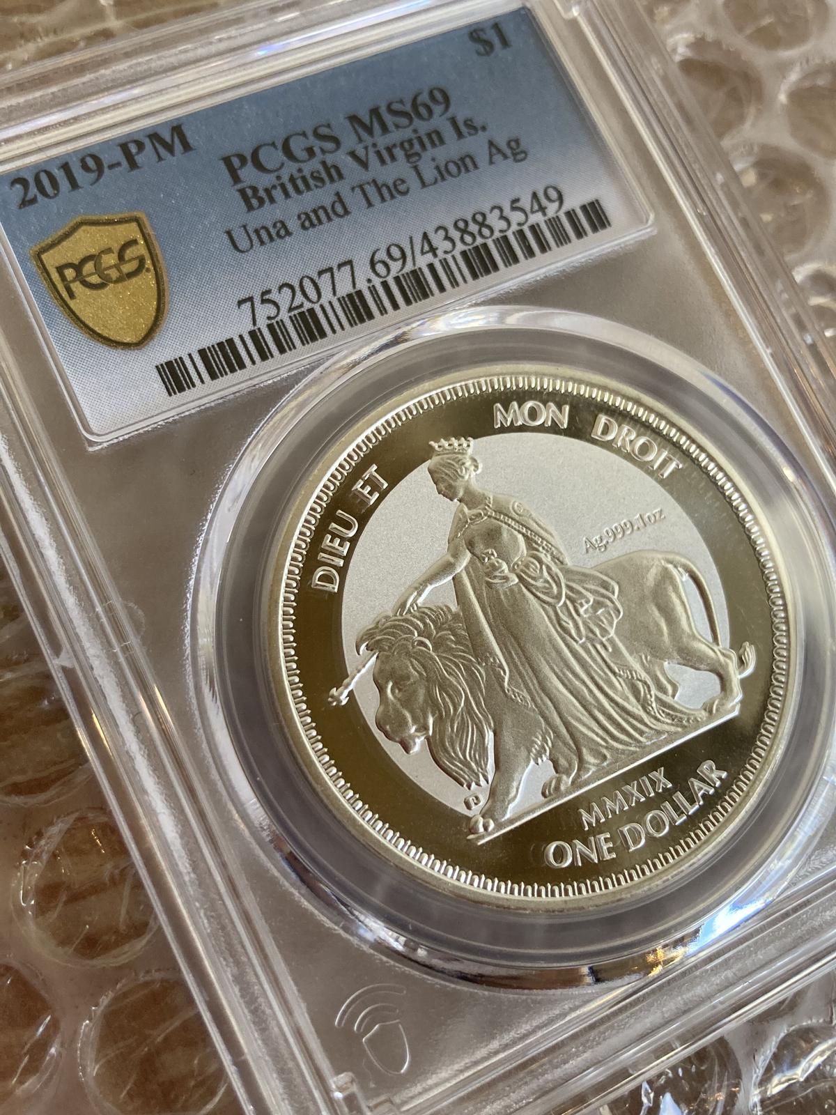 2019年 ウナとライオン ヴァージン諸島 5ドル銀貨5オンス NGC MS66 PCGS鑑定MS66】5オンス ウナとライオン 2019 イギリス領