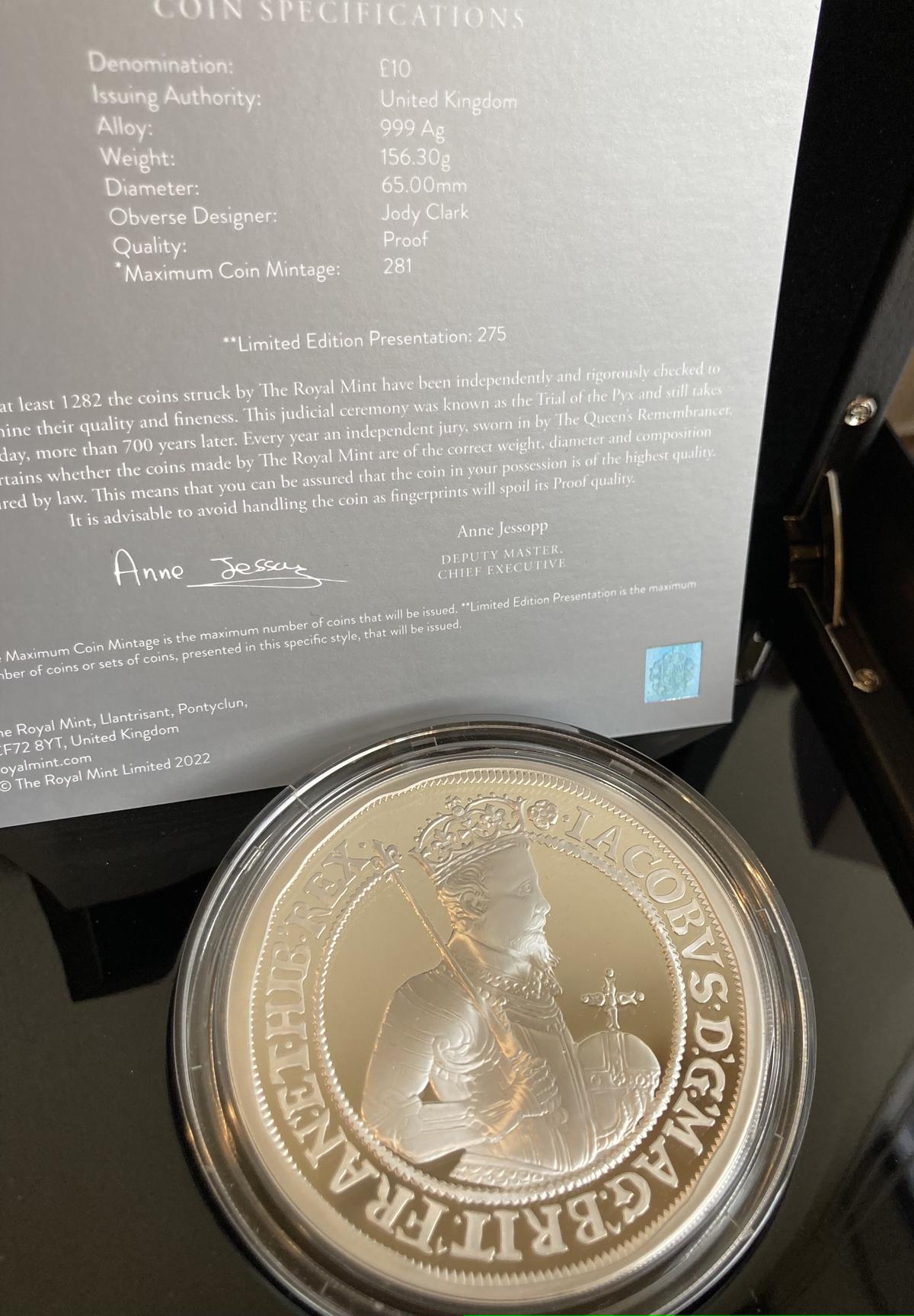 5オンス銀貨】ジェームズ1世 2022年 ロイヤルミント イギリス