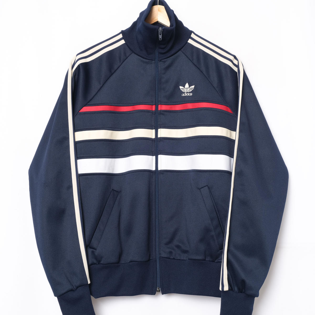 70-80s Vintage adidas Ventex Track Jacket Model First Navy× White