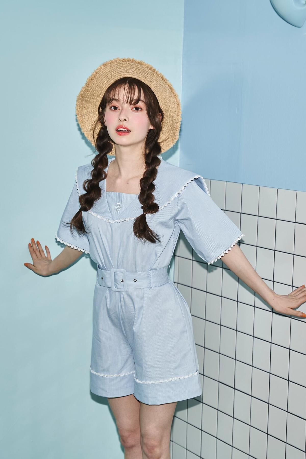 marine stripe cotton rompers | Treat ürself