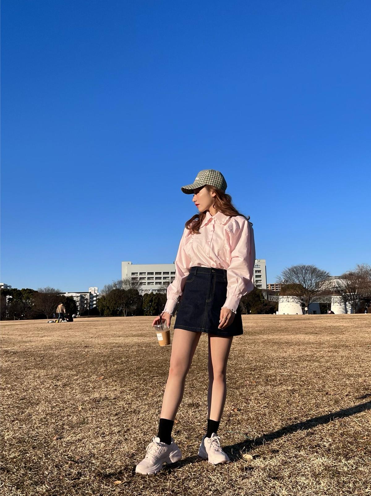 Radicle ウエスト編みリボンデニムスカート ブルー