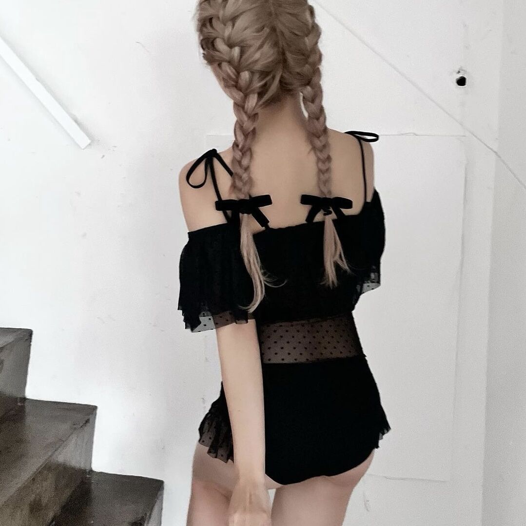 Ballerina tulle dot swimwear(black/pink) | Trea...