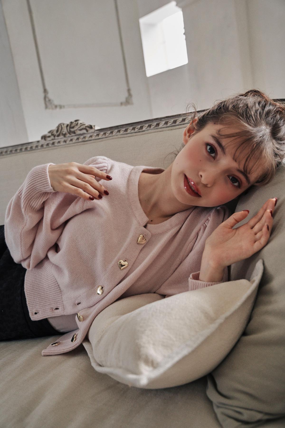 トリートユアセルフ ハート ボタン カーディガン Treaturself