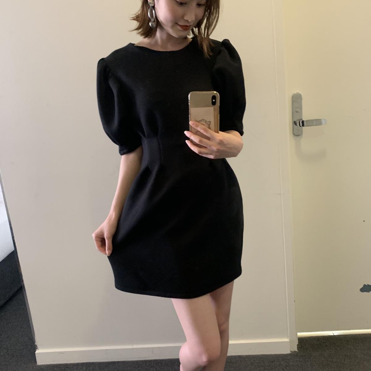 fluffy puff one-piece(black) | Treat ürself