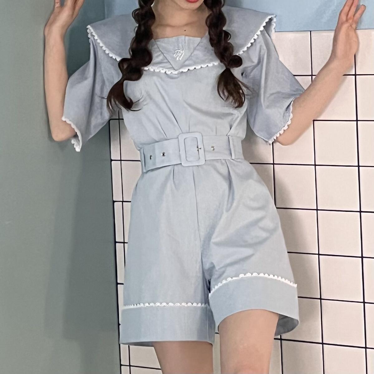 marine stripe cotton rompers | Treat ürself
