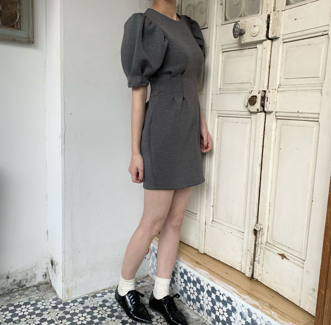 fluffy puff one-piece(grey) | Treat ürself