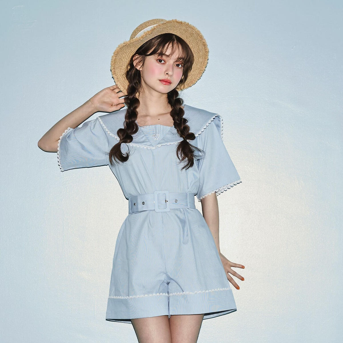 marine stripe cotton rompers | Treat ürself