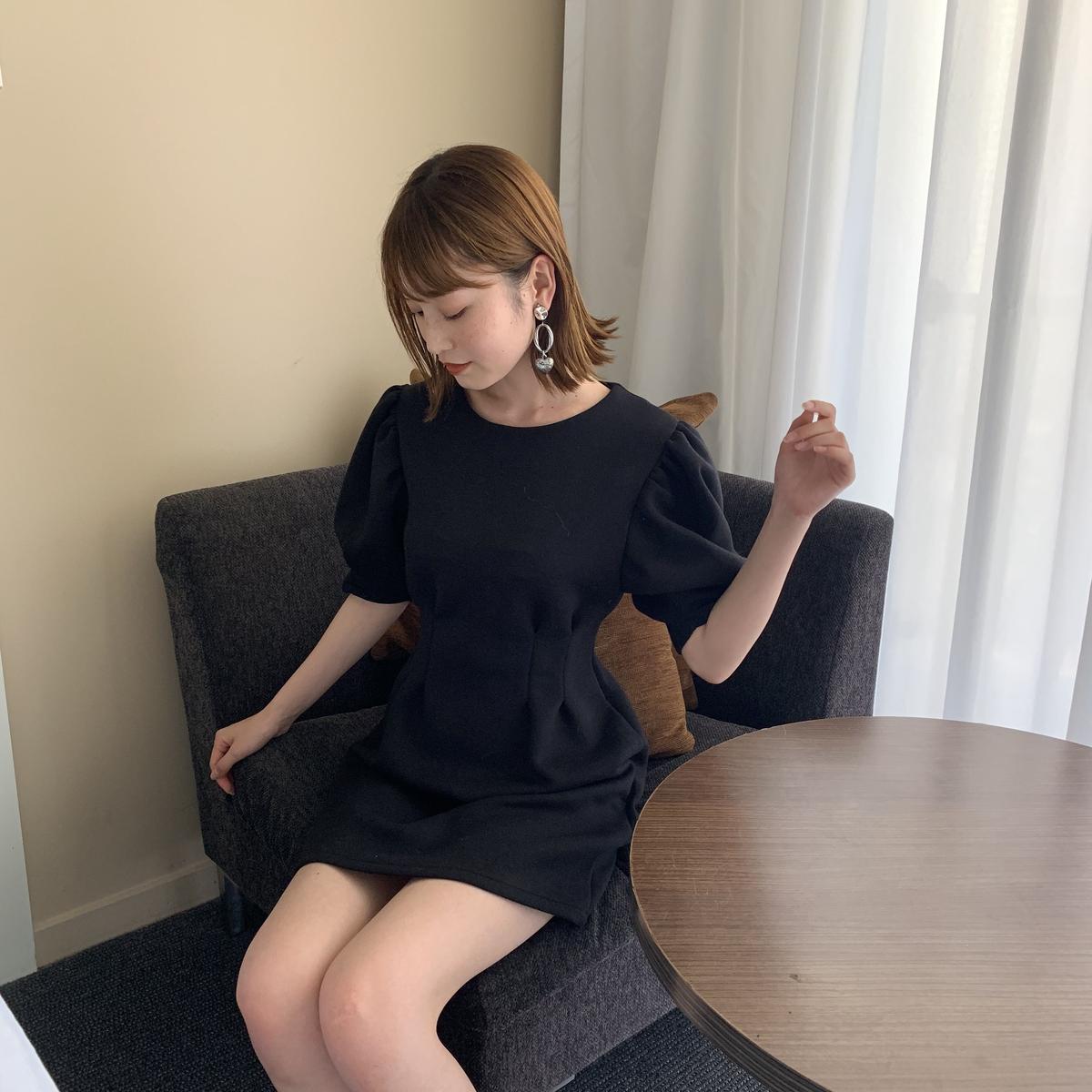 fluffy puff one-piece(black) | Treat ürself