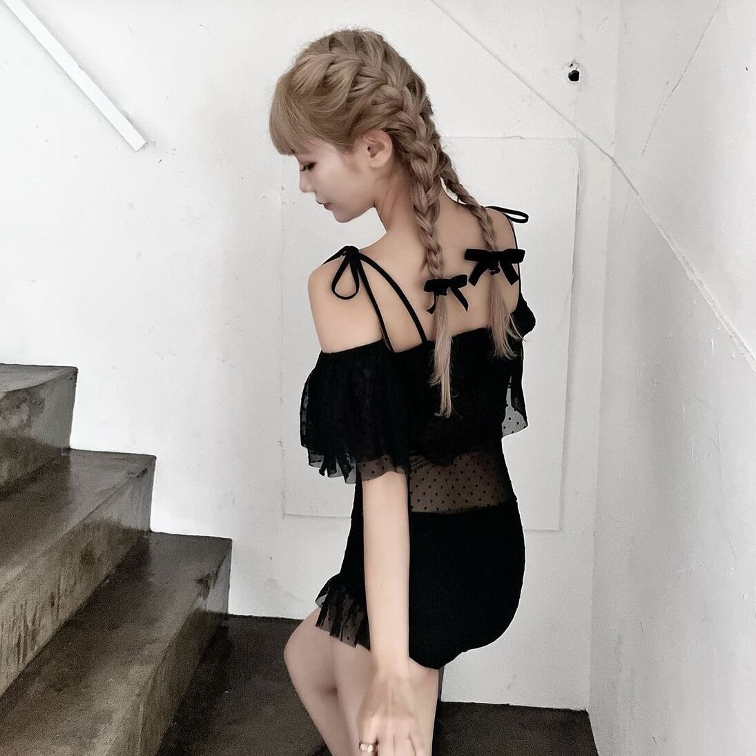 Ballerina tulle dot swimwear(black/pink) | Trea...