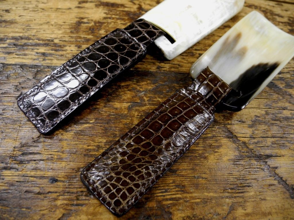 John Lobb London Folding Shoe Horn / Crocodile