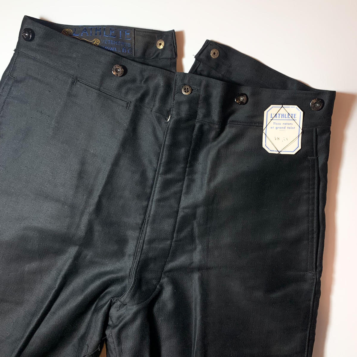 1930's〜 L'ATHLETE Black Moleskin Trousers Deads...