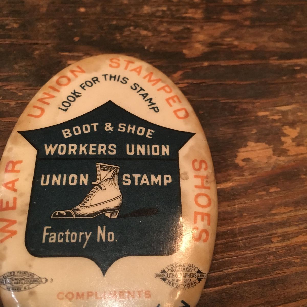 1910's〜 BOOT&SHOE WORKERS UNION Hand Mirror U...