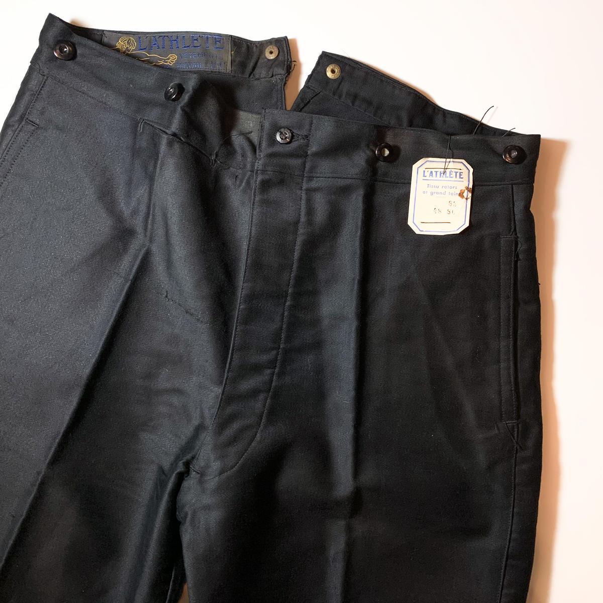 1930's〜 L'ATHLETE Black Moleskin Trousers Deads...