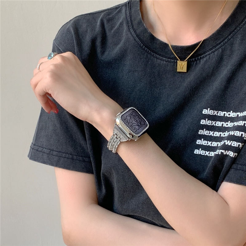 V363」キラキラ アップル ウォッチ バンド シルバー ステンレス apple