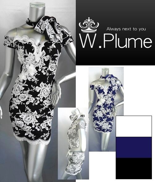 白バラ刺繍重ねアシメヨークワンピース ９号 １０１４２８ W Plume