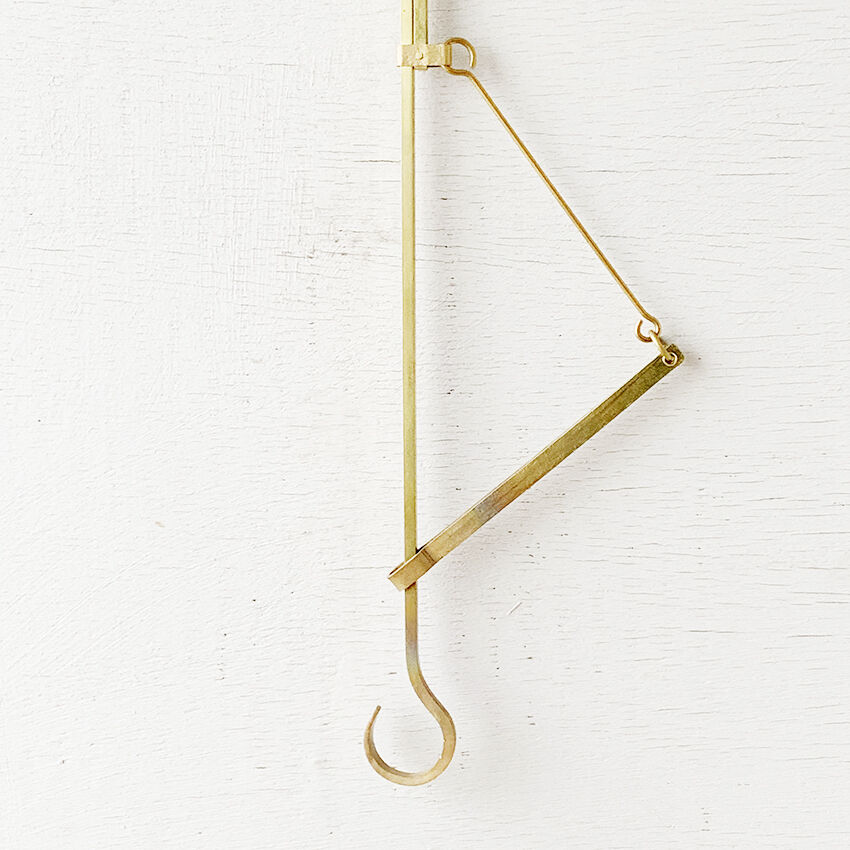 昭和レトロ 囲炉裏の自在鉤 真鍮製 昭和35年以前