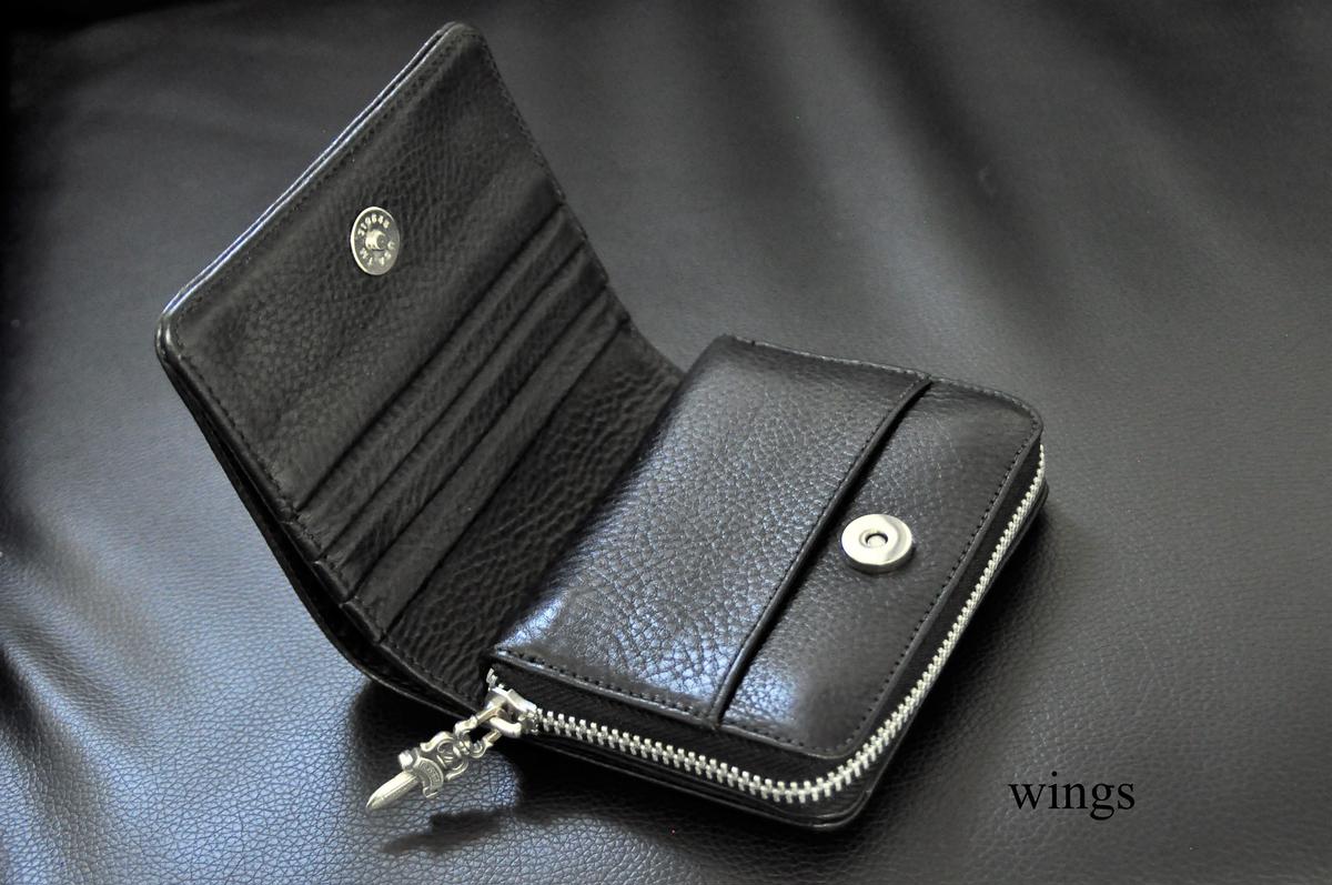 CHROME HEARTS/WALLET SQUARE ZIP BILL BLACK HEAVY LEATHER CHROME HEARTS/WALLET SQUARE ZIP BILL BLACK HEAVY LEATHER