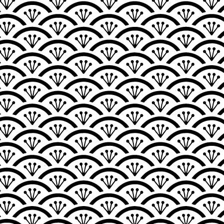 基本の和柄無料素材 花青海波 はなせいがは Japanese Mon Iuen