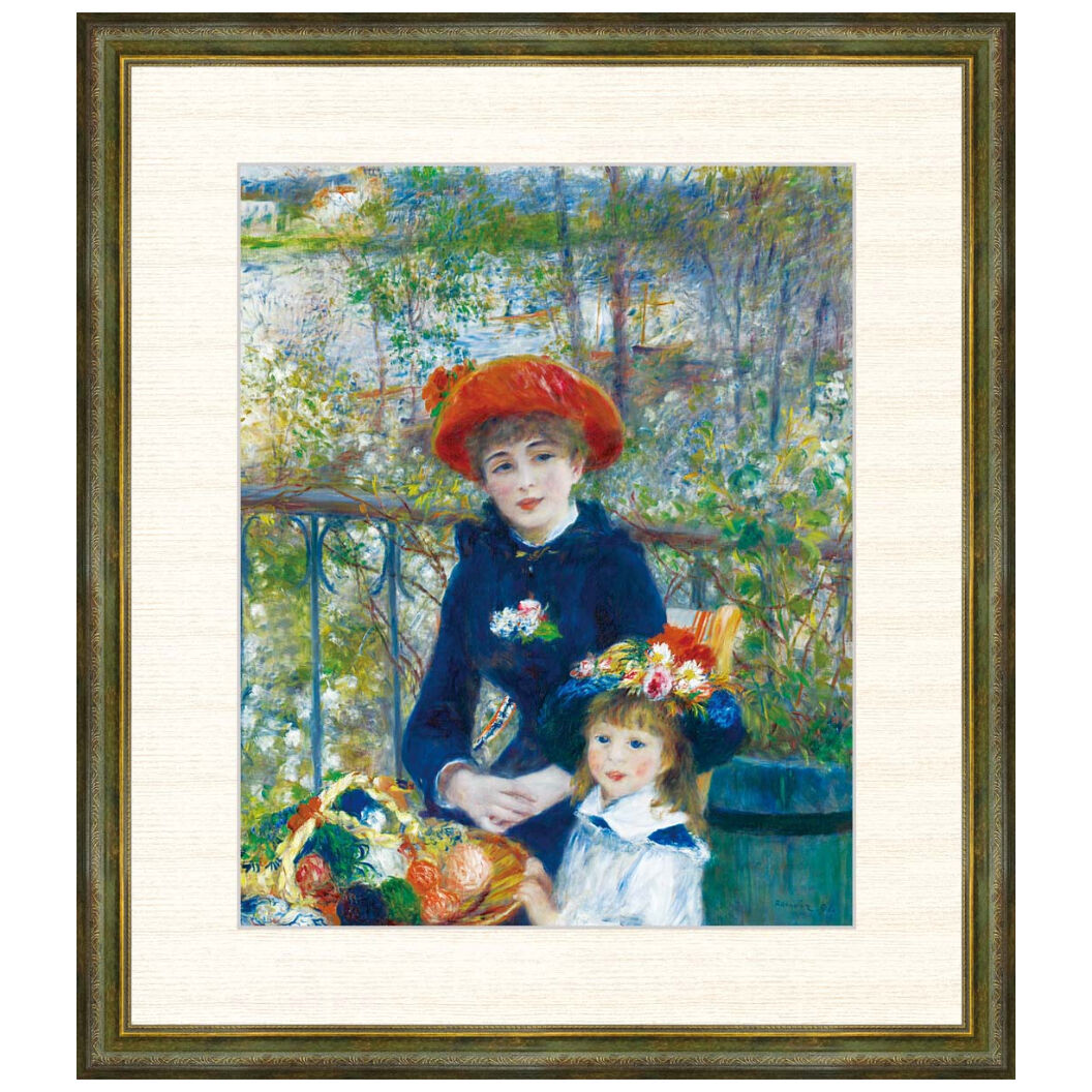 ルノワール　絵画　額付き 手書き油絵 ルノワール レース帽子の少女 額付 絵画 インテリア