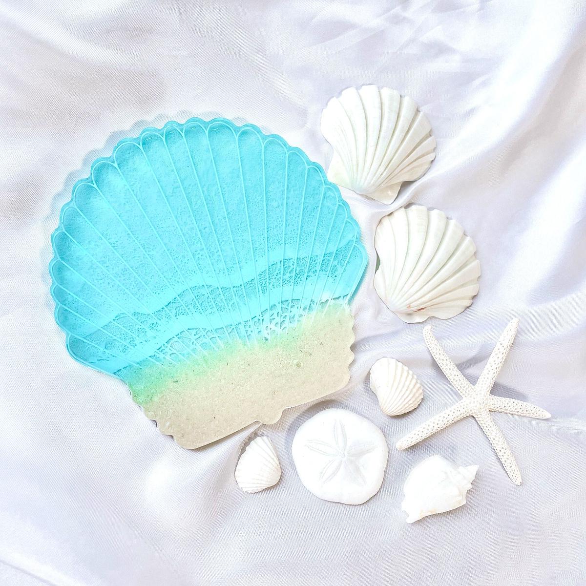 海アートシェル型プレイト】 アクセサリー コースター 小物置き 癒し