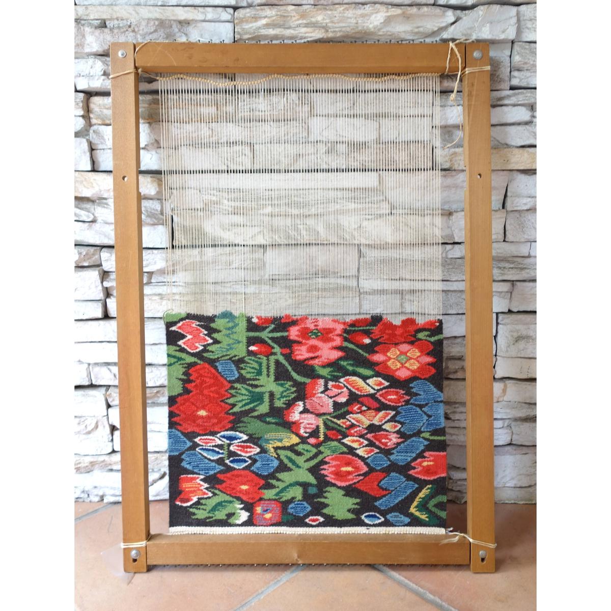 フレミッシュ織りの織機二点と額