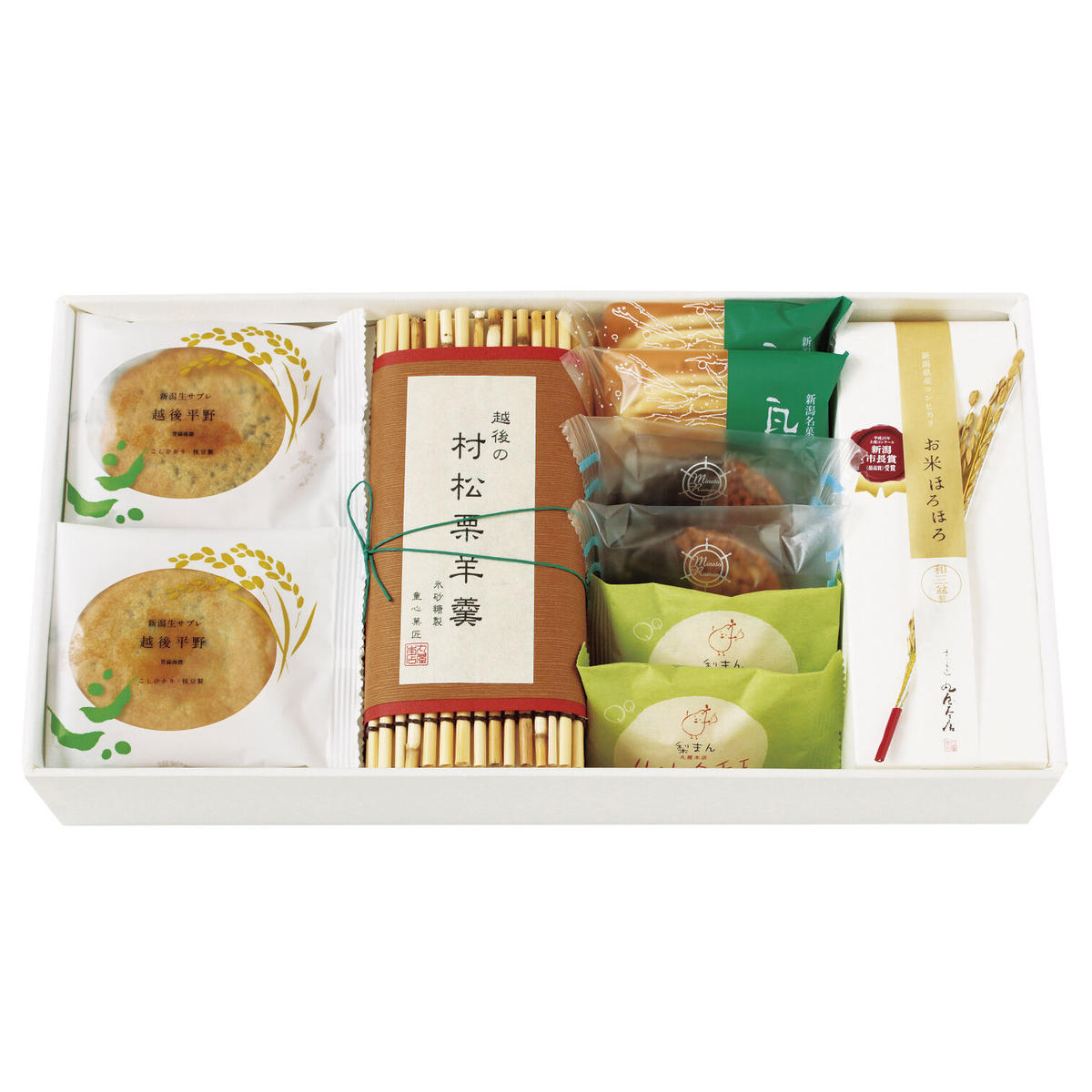 新潟商品 越後平野 村松栗羊羹 瓦斯燈 みなと浪漫 梨まん お米ほろほろ詰合せ 吉池