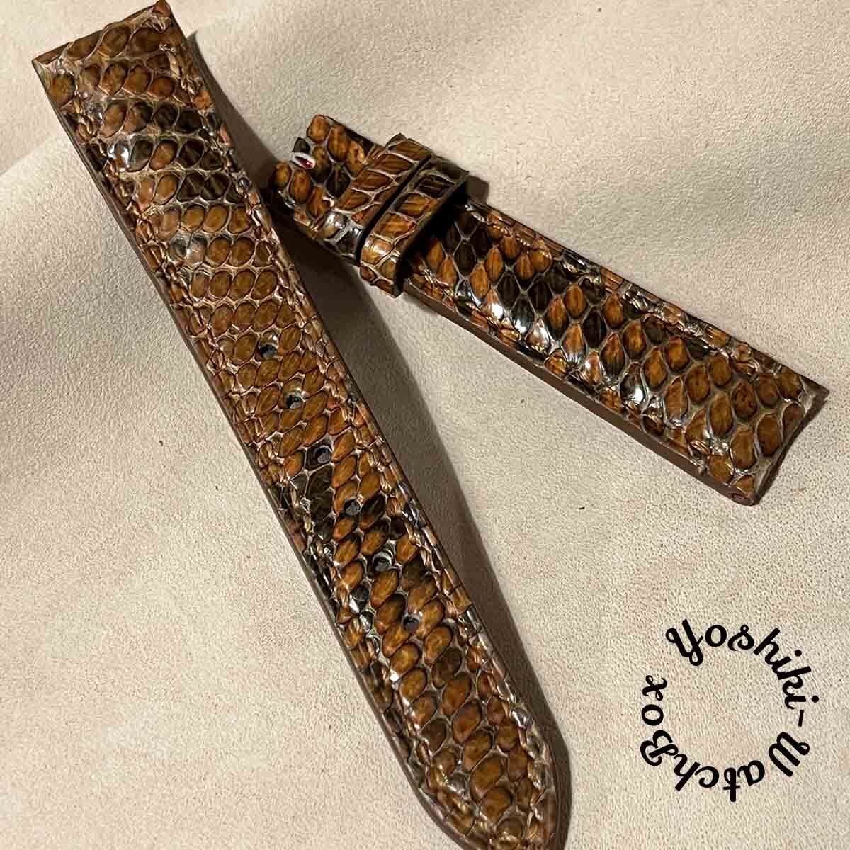 直営店 パイソン 腕時計 ベルト ブラウン ラグ幅19mm - バックル幅16mm