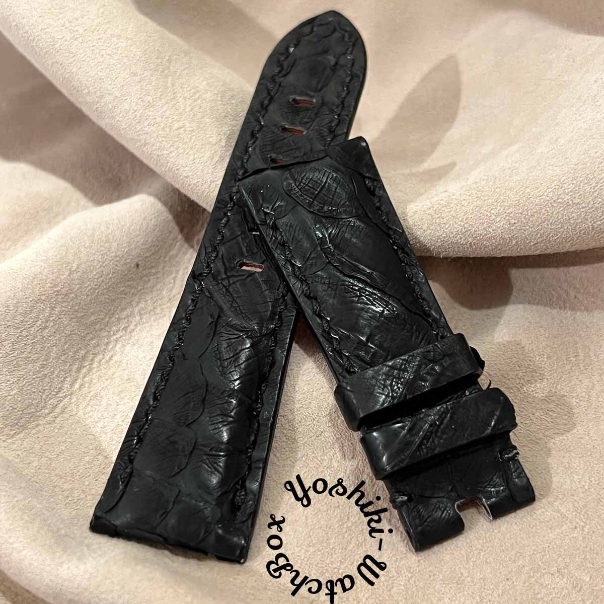 高価値 pyt-106 パイソン 腕時計ベルト ブラック (ラグ幅26mm) レザー