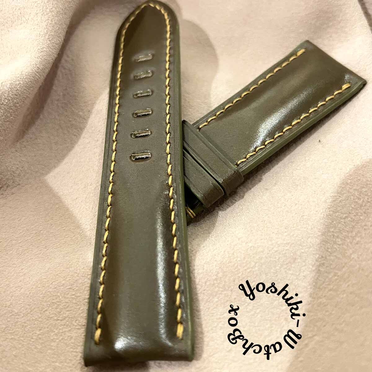 cod-155 コードバン レザー 腕時計ベルト カーキ (ラグ幅24 mm cod-155 コードバン レザー 腕時計ベルト カーキ (ラグ幅24 mm