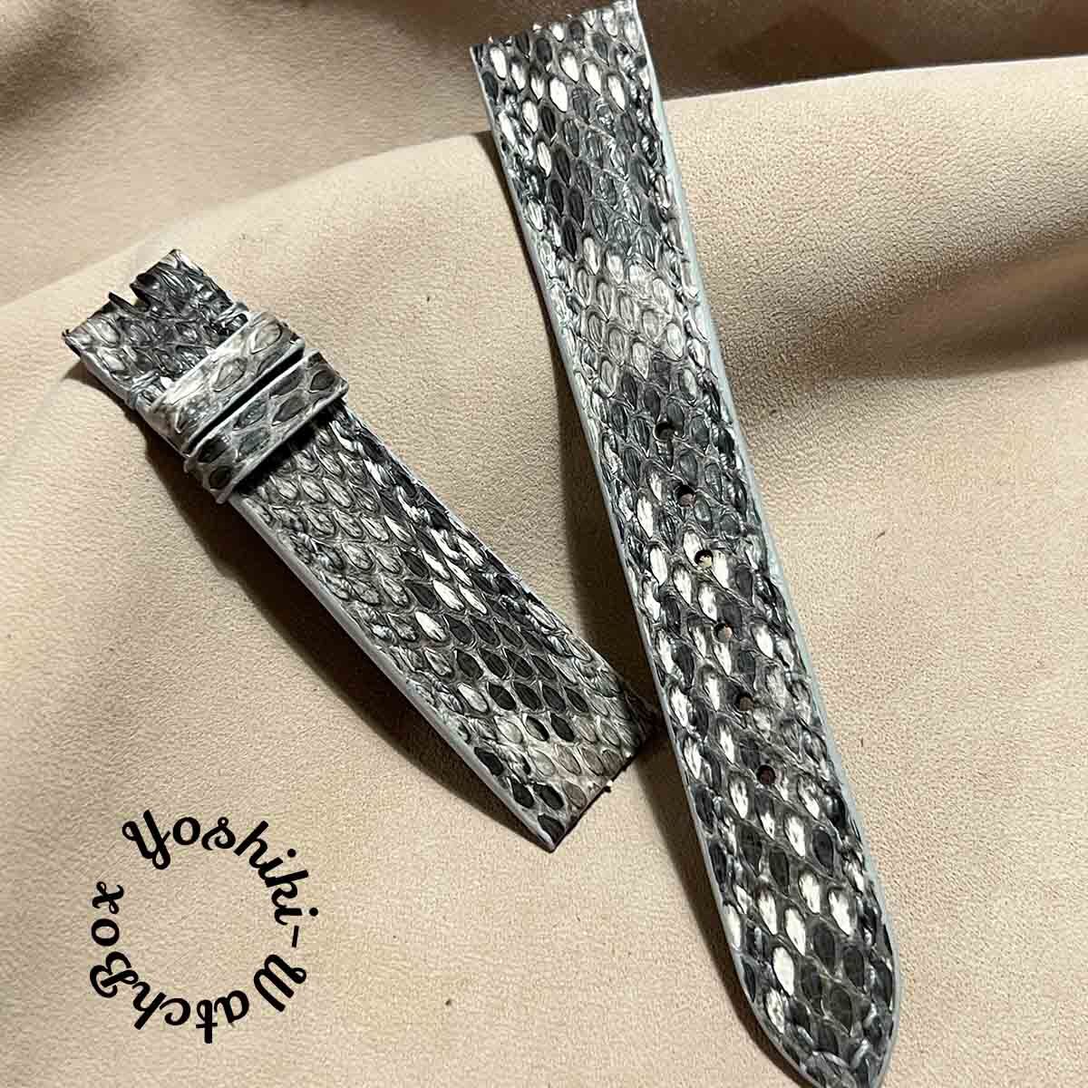 pyt-161 パイソン レザー 腕時計ベルト ホワイト、グレー (ラグ幅19mm