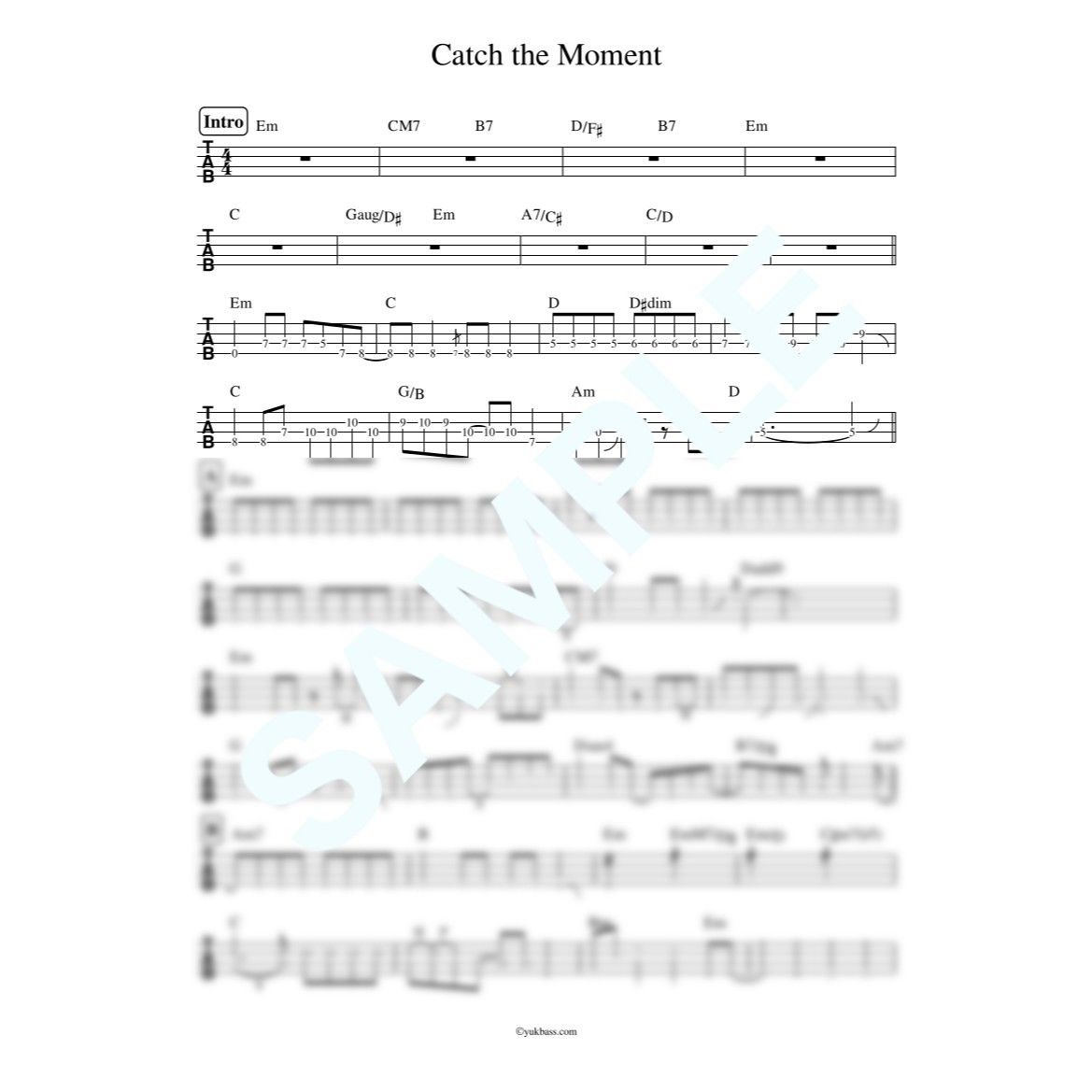 Catch The Moment Lisa ベース タブ譜 Bass Score Catch The Moment Lisa ベース タブ譜 Bass Score