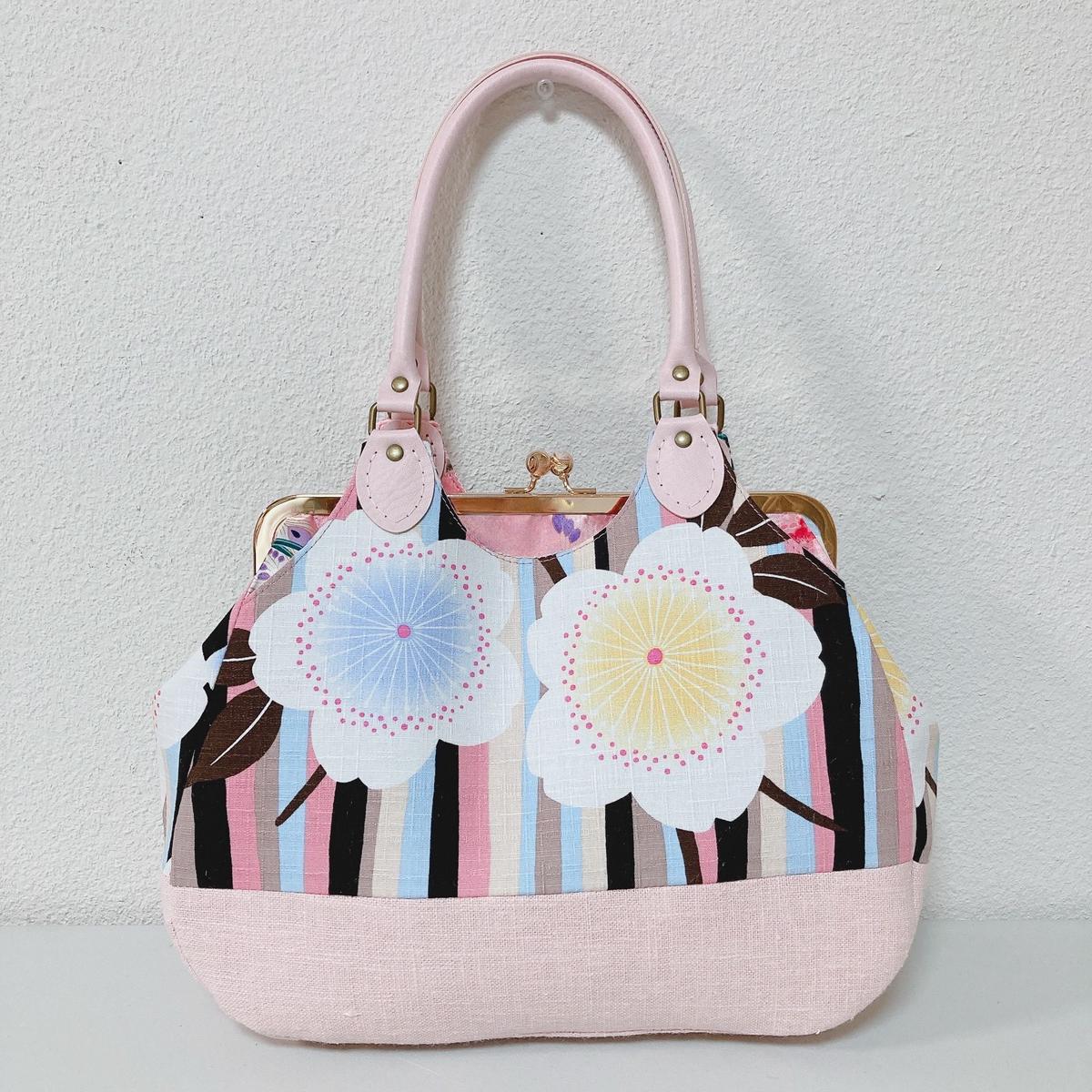 タータンチェックのあおりがま口バッグ 現品限り*タータンチェック柄＊あおりがま口バッグ