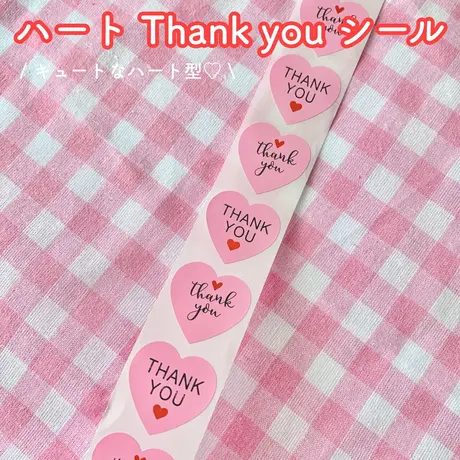 100枚 ハート Thank You シール 25mm Handicraft Store