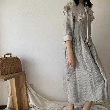 Ito-hari. official 一番ちょうどいい リネン ワンピース アイボリー オフ オフシロ キナリ ロングワンピース